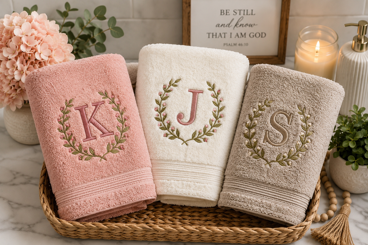 Personalized Embroidered Monogram Towels