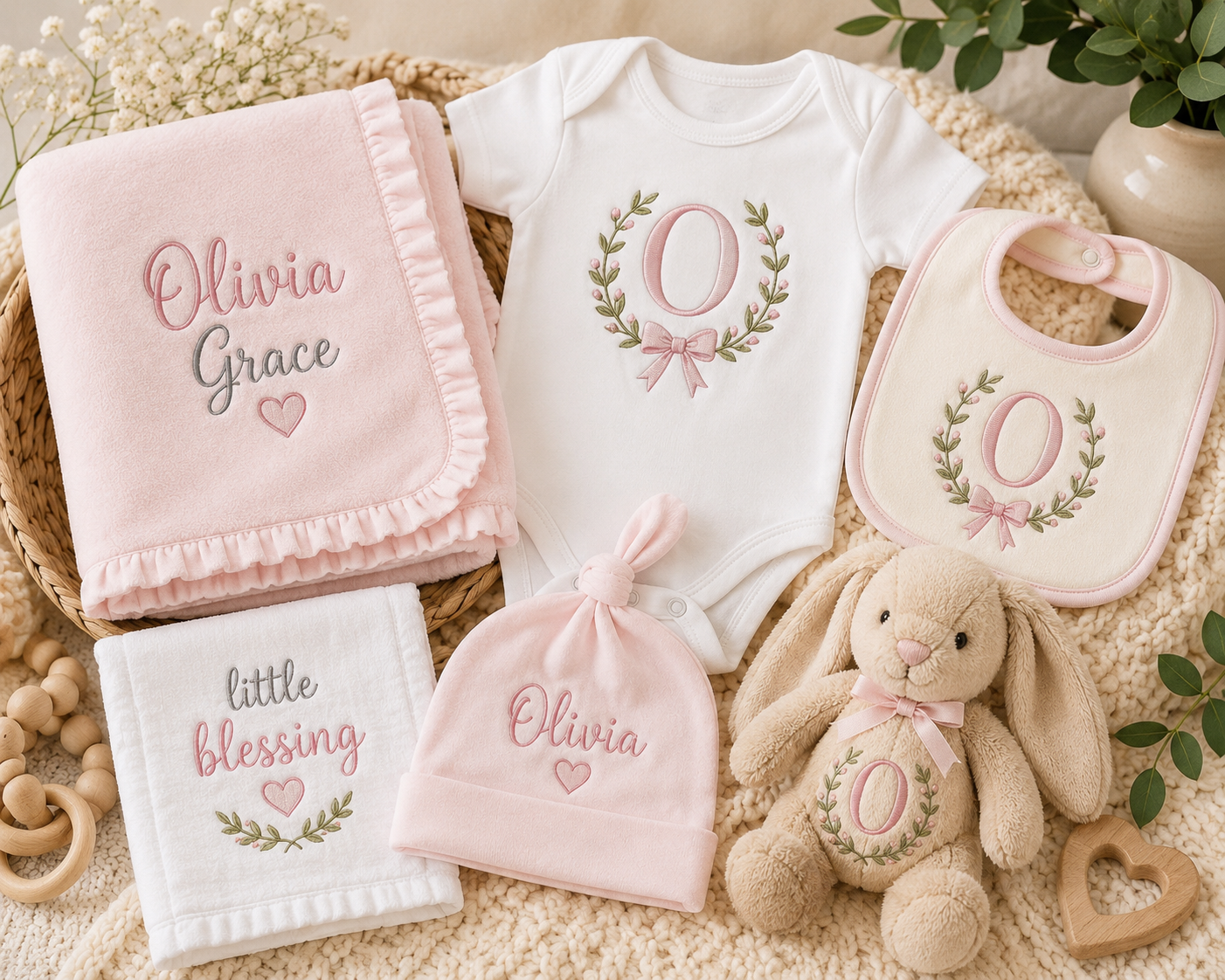 Personalized Baby Embroidered Gift Set