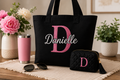 Personalized Embroidered Tote Bag & Accessory Pouch Set