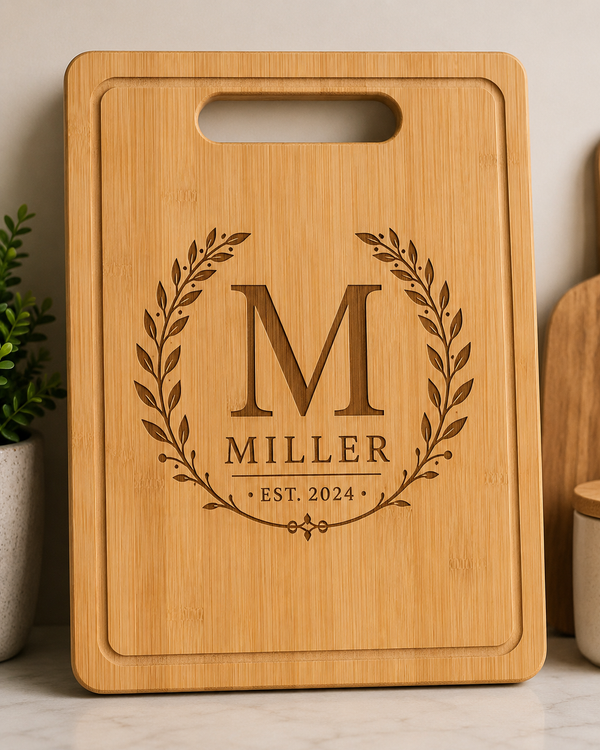 Wood cutting board Personalized Laser Engraved Bamboo Cutting Board (11” x 8.5”)