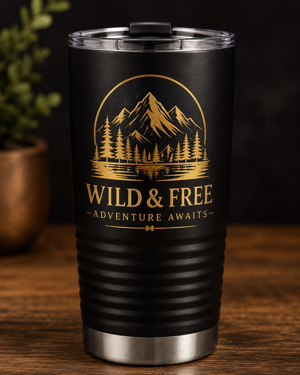 Tumbler 20 oz Laser Engraved Gold Underlay Tumbler